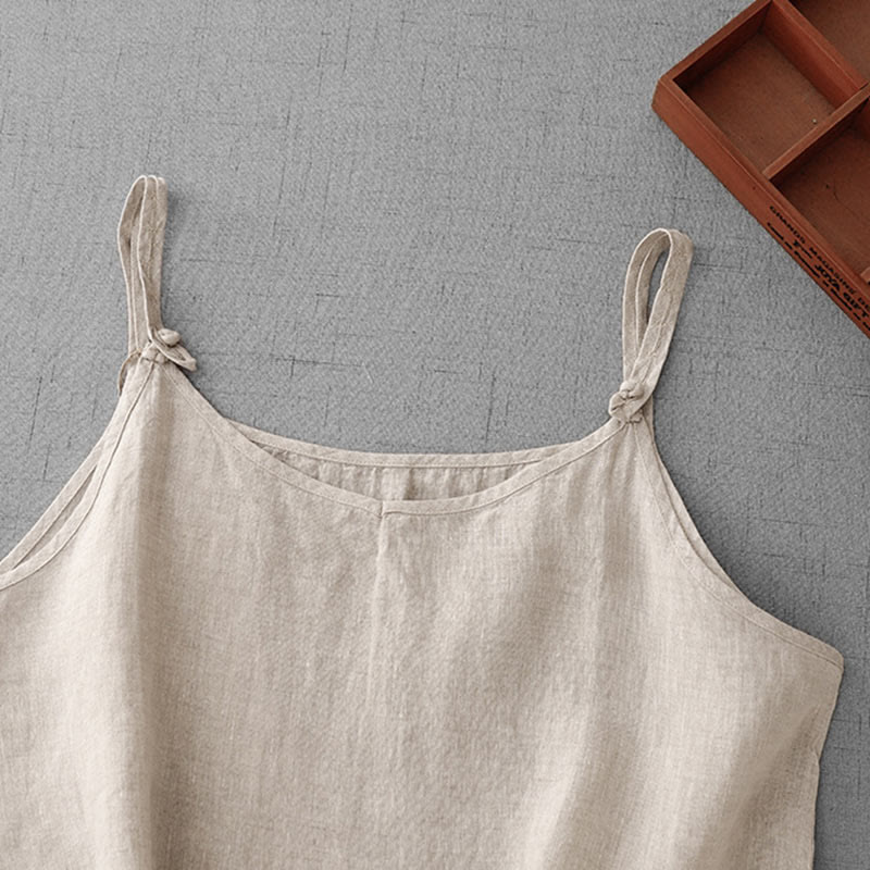 Buddha Stones Letnia Gładka Regulowana Pasek Projekt Damska Bawełniana Lniana Kamizelka Kamizelka - image 1