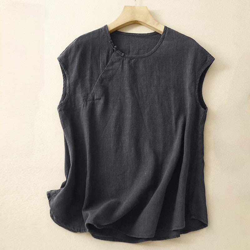 Buddha Stones wiosenna, patchworkowa, prosta, bezrękawa kamizelka damska z bawełny - Czarny - US8-10，UK/AU12-14，EU40-42 (2XL) - image 7