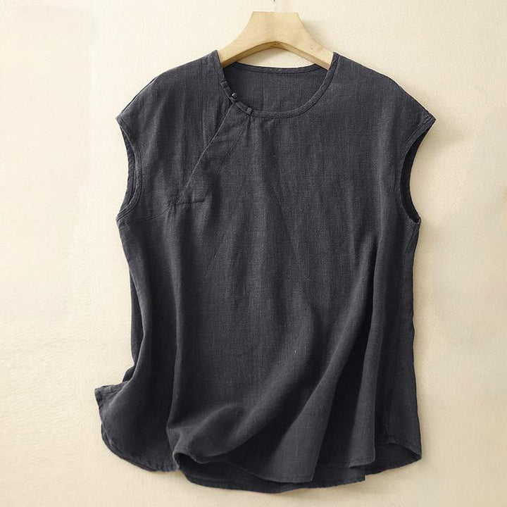 Buddha Stones wiosenna, patchworkowa, prosta, bezrękawa kamizelka damska z bawełny - Czarny - US8-10，UK/AU12-14，EU40-42 (2XL) - image 7