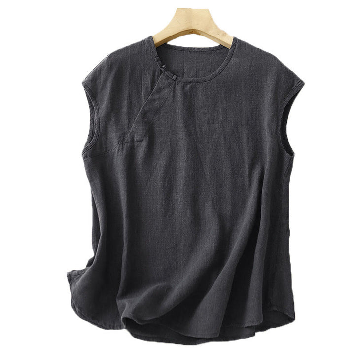 Buddha Stones wiosenna, patchworkowa, prosta, bezrękawa kamizelka damska z bawełny - image 11