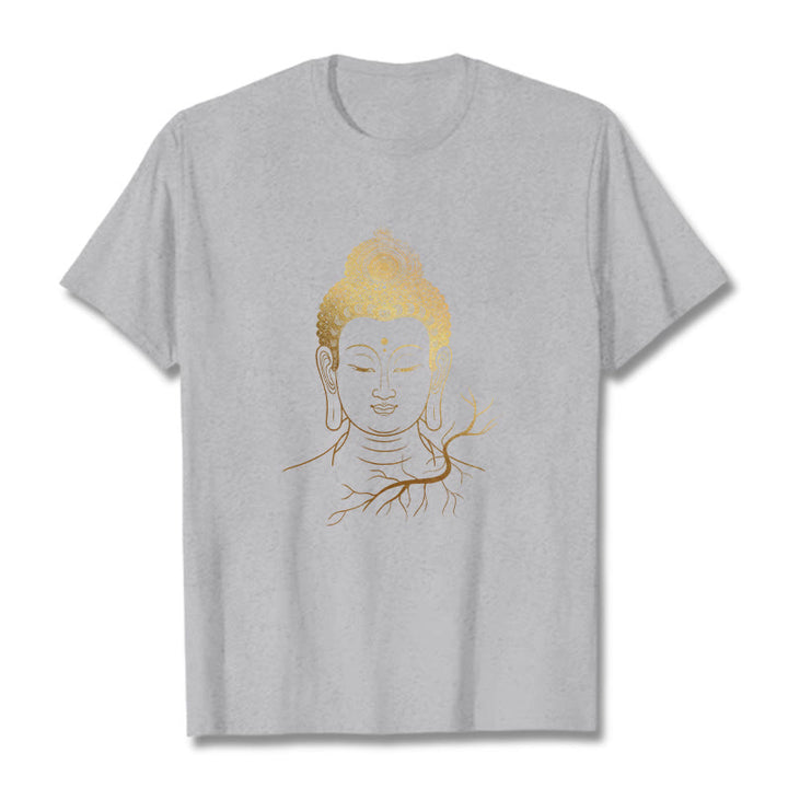 Koszulka z motywem głowy Buddy z Buddha Stones w kolorze złotym - Jasnoszary - 2XL - image 19
