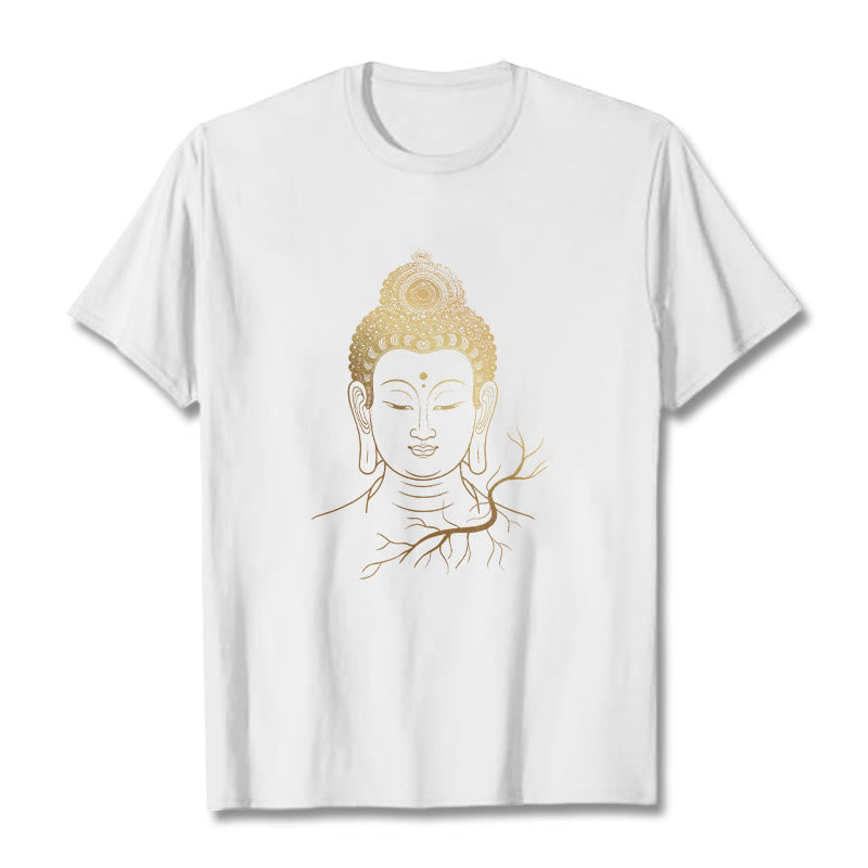 Koszulka z motywem głowy Buddy z Buddha Stones w kolorze złotym - Biały - 2XL - image 6
