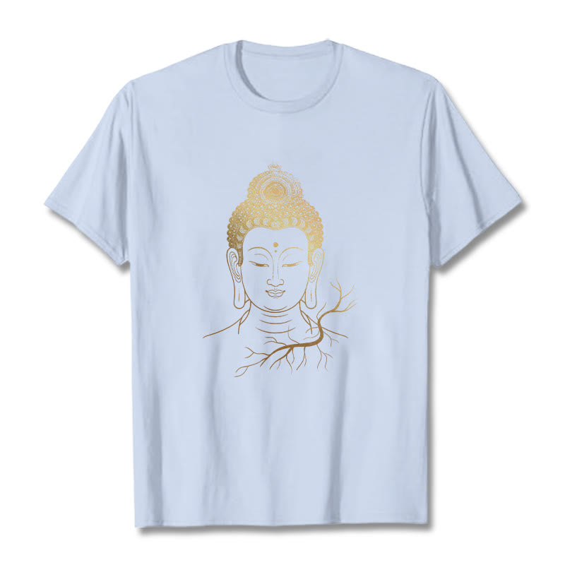 Koszulka z motywem głowy Buddy z Buddha Stones w kolorze złotym - Jasnoniebieski - 2XL - image 18
