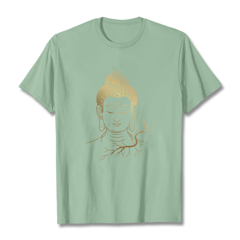 Koszulka z motywem głowy Buddy z Buddha Stones w kolorze złotym - PaleGreen - 2XL - image 14