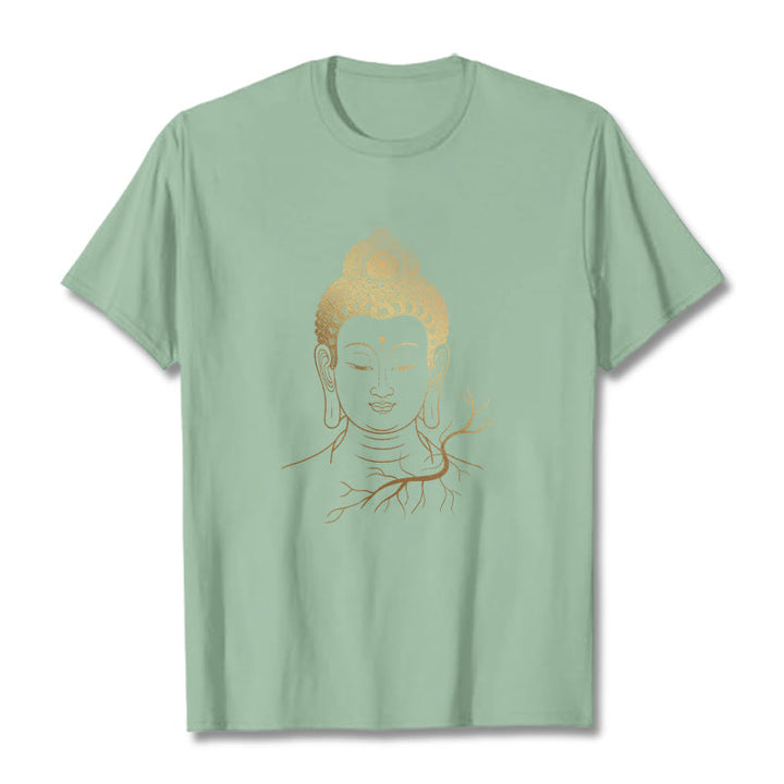 Koszulka z motywem głowy Buddy z Buddha Stones w kolorze złotym - PaleGreen - 2XL - image 14
