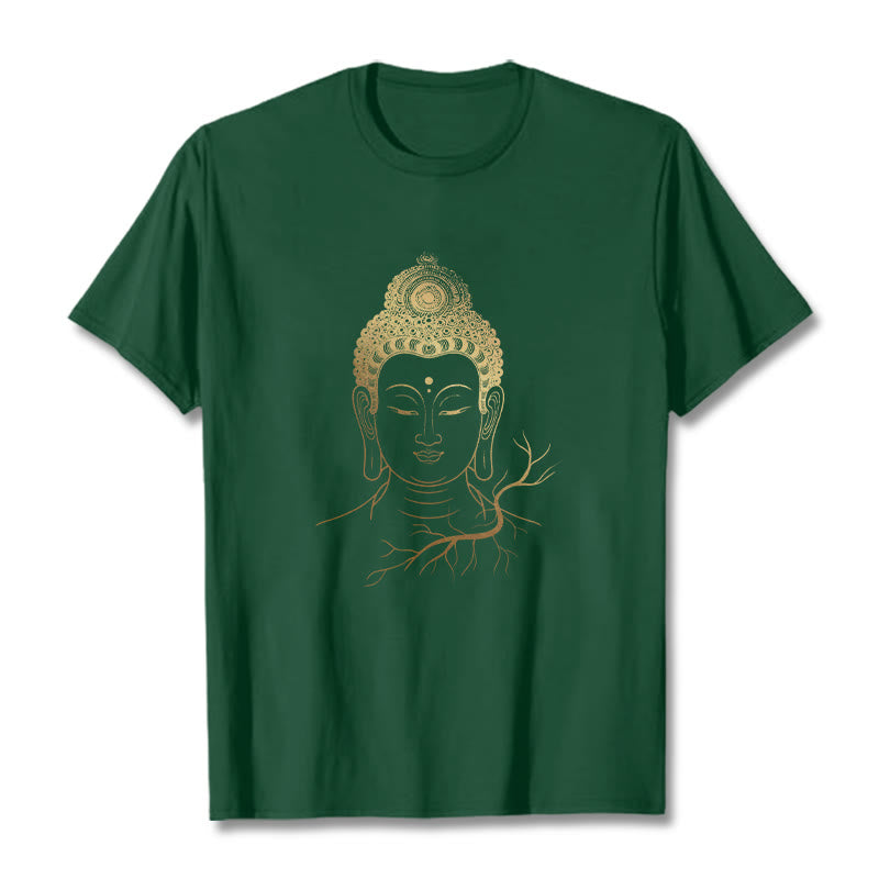 Koszulka z motywem głowy Buddy z Buddha Stones w kolorze złotym - ForestGreen - 2XL - image 11
