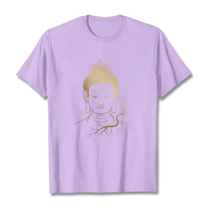 Koszulka z motywem głowy Buddy z Buddha Stones w kolorze złotym - Śliwka - 2XL - image 16