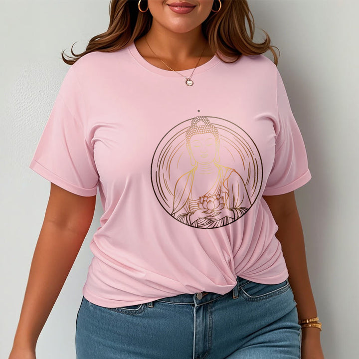 Buddha Stones Złoty Budda Trzymający Kwiat Lotosu Koszulka T-shirt - image 13