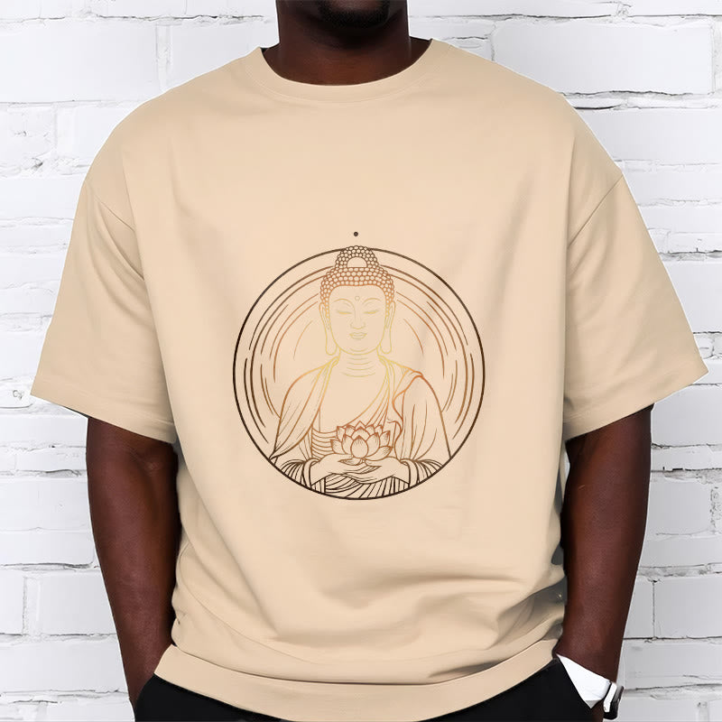 Buddha Stones Złoty Budda Trzymający Kwiat Lotosu Koszulka T-shirt - image 9