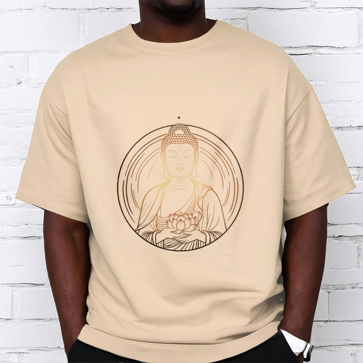 Buddha Stones Złoty Budda Trzymający Kwiat Lotosu Koszulka T-shirt - image 9