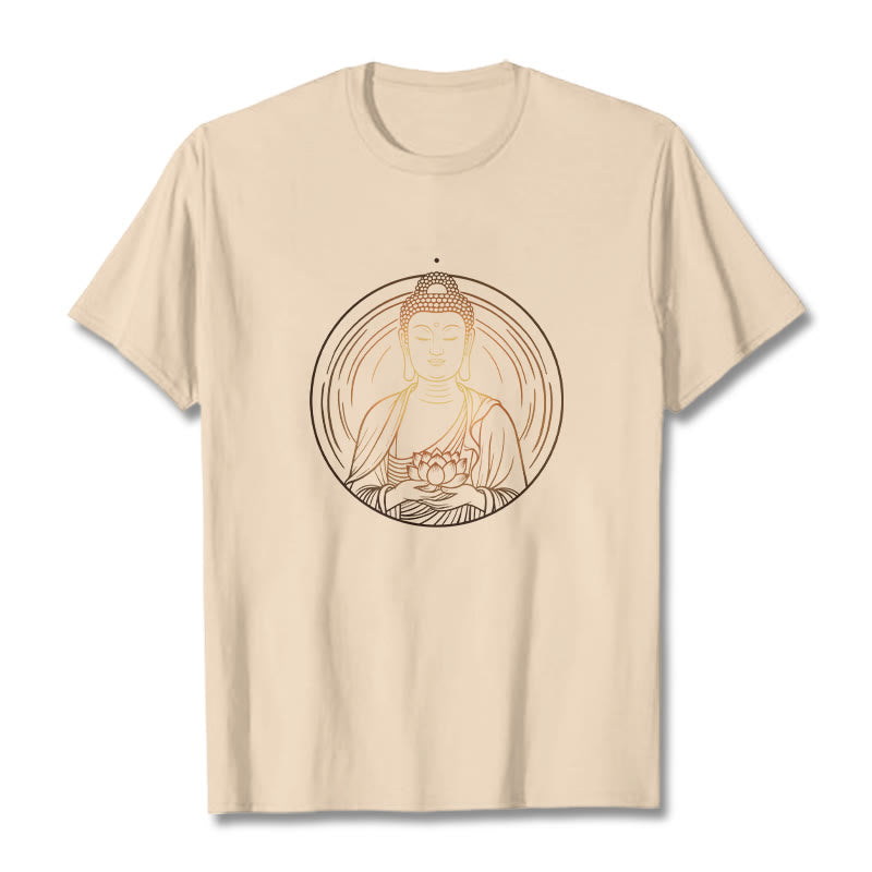 Buddha Stones Złoty Budda Trzymający Kwiat Lotosu Koszulka T-shirt - For - 2XL - image 8