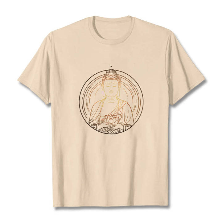 Buddha Stones Złoty Budda Trzymający Kwiat Lotosu Koszulka T-shirt - For - 2XL - image 8