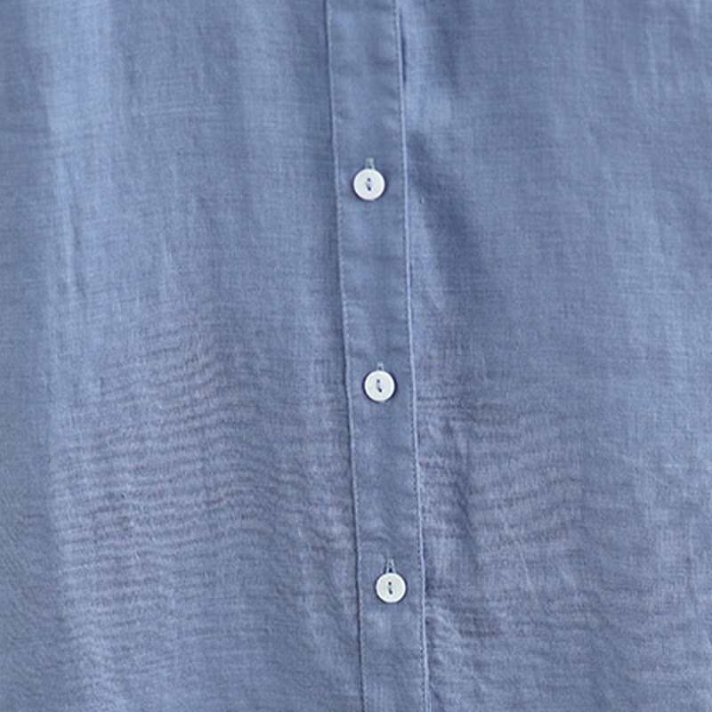 Sukienka midi z jednorzędową plisowaną sukienką Buddha Stones bez rękawów z bawełny i lnu - image 27