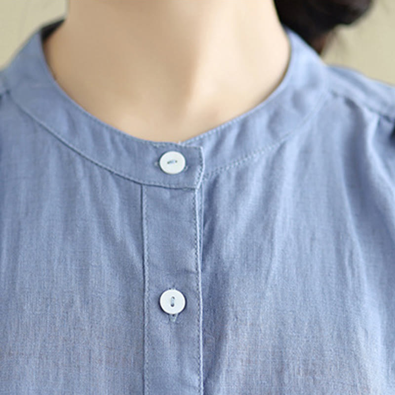 Sukienka midi z jednorzędową plisowaną sukienką Buddha Stones bez rękawów z bawełny i lnu - image 25