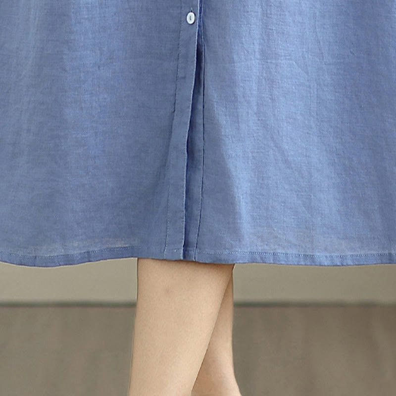 Sukienka midi z jednorzędową plisowaną sukienką Buddha Stones bez rękawów z bawełny i lnu - image 28