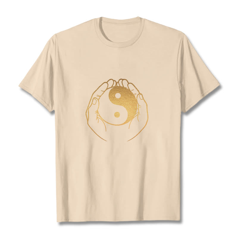 Buddha Stones Trzymające Złotą Koszulkę Yin Yang - For - 2XL - image 13