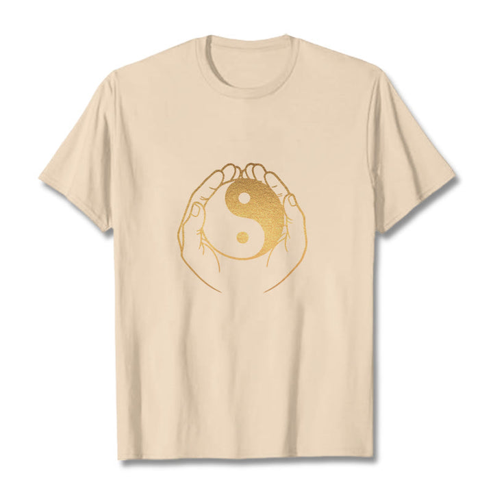 Buddha Stones Trzymające Złotą Koszulkę Yin Yang - For - 2XL - image 12