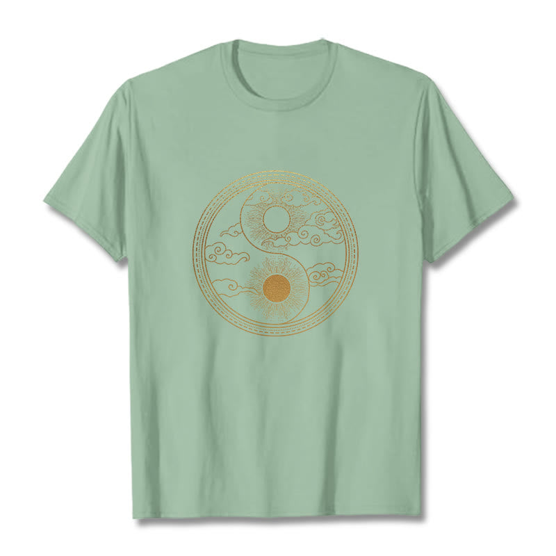 Koszulka z nadrukiem Buddha Stones Yin Yang Sun Uspicious Clouds - PaleGreen - 2XL - image 14