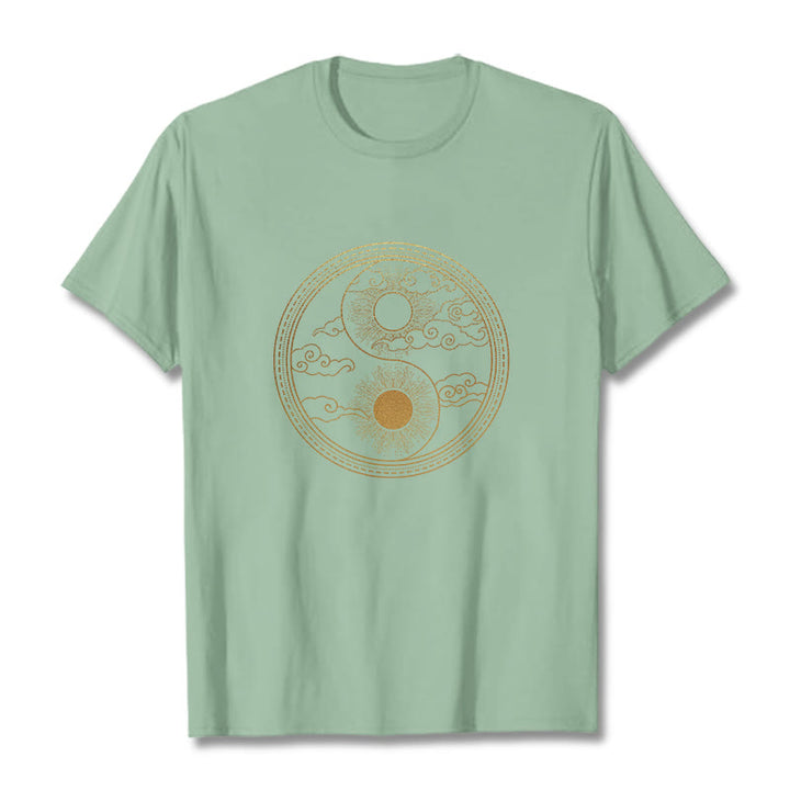 Koszulka z nadrukiem Buddha Stones Yin Yang Sun Uspicious Clouds - PaleGreen - 2XL - image 14