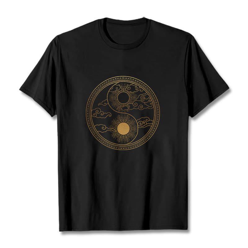 Koszulka z nadrukiem Buddha Stones Yin Yang Sun Uspicious Clouds - Czarny - 2XL - image 0