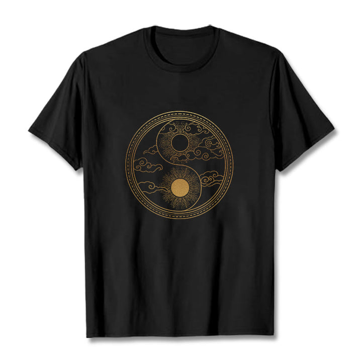 Koszulka z nadrukiem Buddha Stones Yin Yang Sun Uspicious Clouds - Czarny - 2XL - image 0