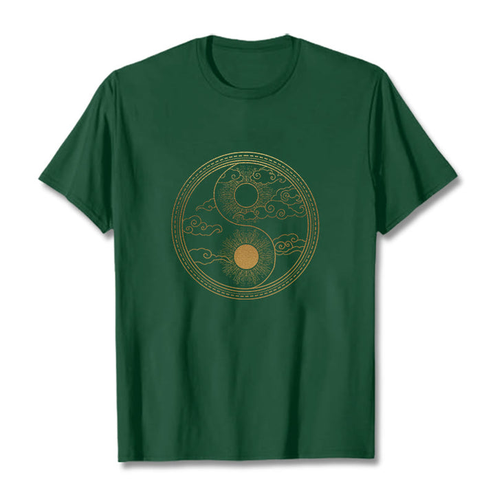 Koszulka z nadrukiem Buddha Stones Yin Yang Sun Uspicious Clouds - ForestGreen - 2XL - image 5