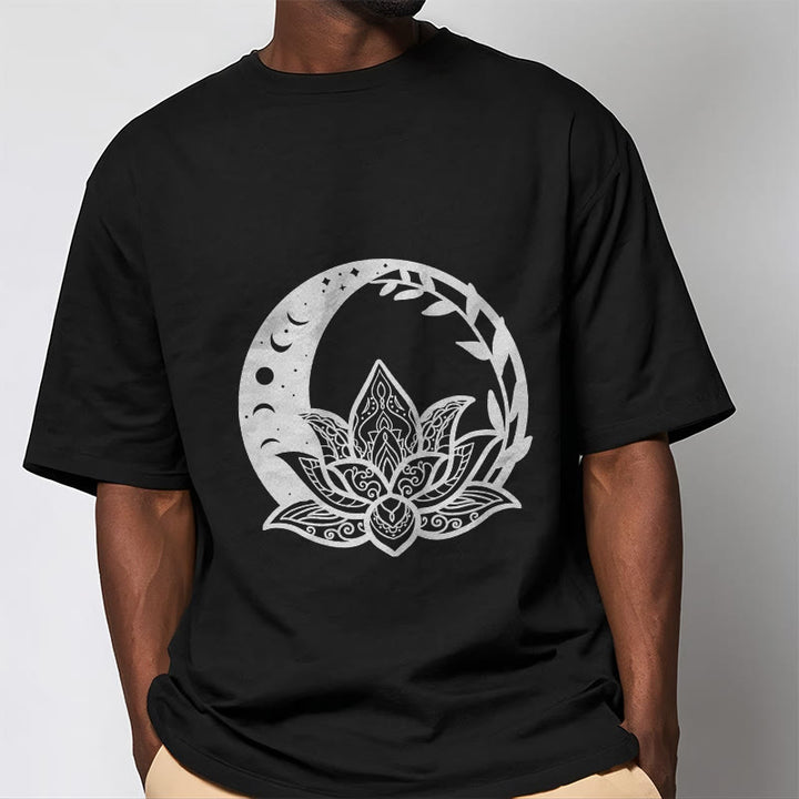 Buddha Stones Kwiat Lotosu Słońce Księżyc Przeplatające Się Winorośle Koszulka T-shirt - image 5