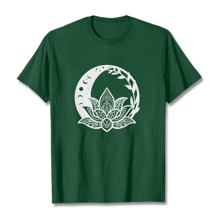 Buddha Stones Kwiat Lotosu Słońce Księżyc Przeplatające Się Winorośle Koszulka T-shirt - ForestGreen - 2XL - image 11