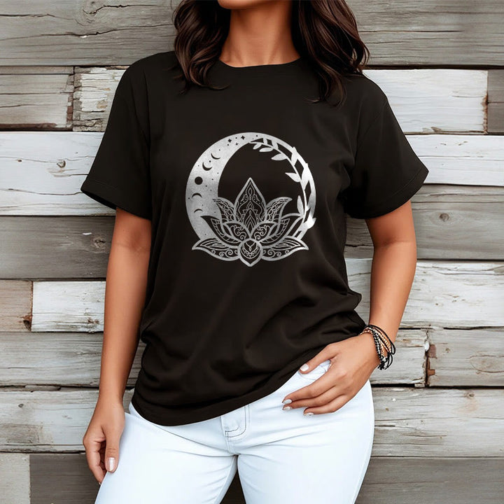 Buddha Stones Kwiat Lotosu Słońce Księżyc Przeplatające Się Winorośle Koszulka T-shirt - image 7