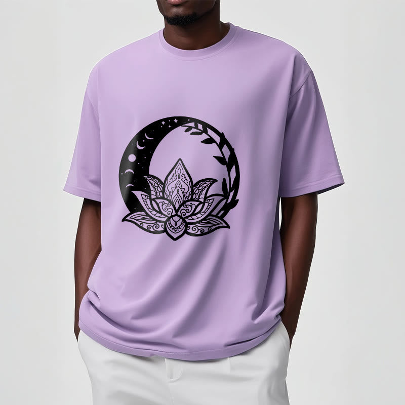 Buddha Stones Kwiat Lotosu Słońce Księżyc Przeplatające Się Winorośle Koszulka T-shirt - image 17