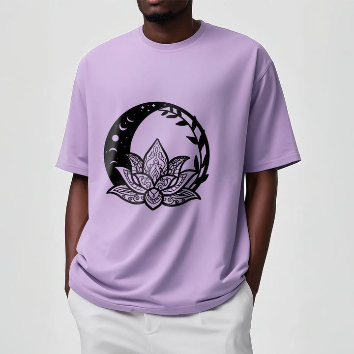 Buddha Stones Kwiat Lotosu Słońce Księżyc Przeplatające Się Winorośle Koszulka T-shirt - image 17
