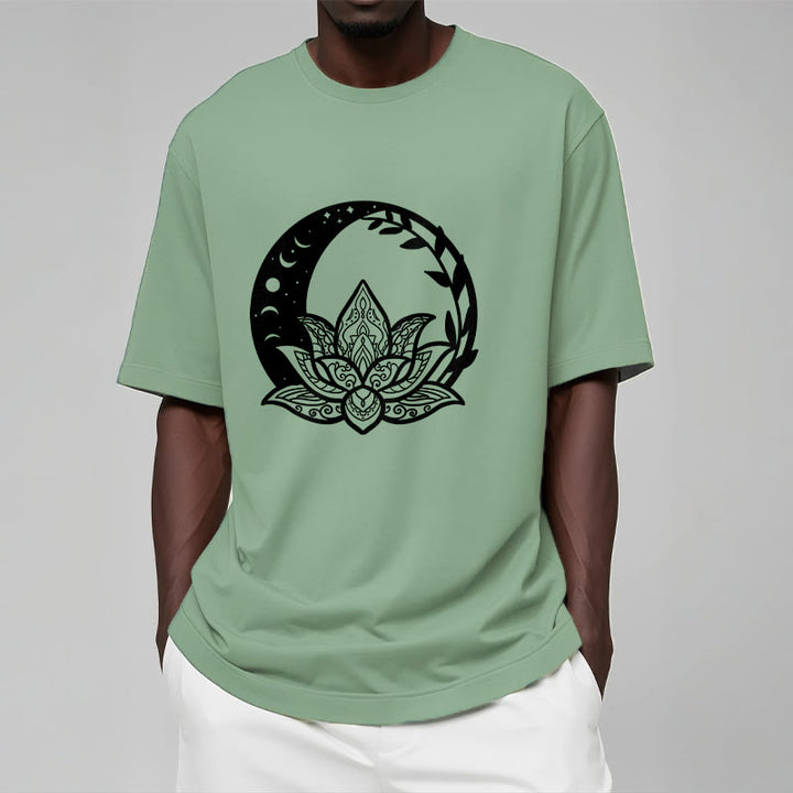Buddha Stones Kwiat Lotosu Słońce Księżyc Przeplatające Się Winorośle Koszulka T-shirt - image 16