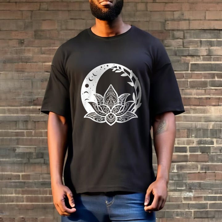 Buddha Stones Kwiat Lotosu Słońce Księżyc Przeplatające Się Winorośle Koszulka T-shirt - image 6