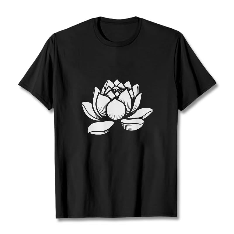 Koszulka z nadrukiem Buddha Stones Lotosu Kwiat T-shirt - Czarny - 2XL - image 3