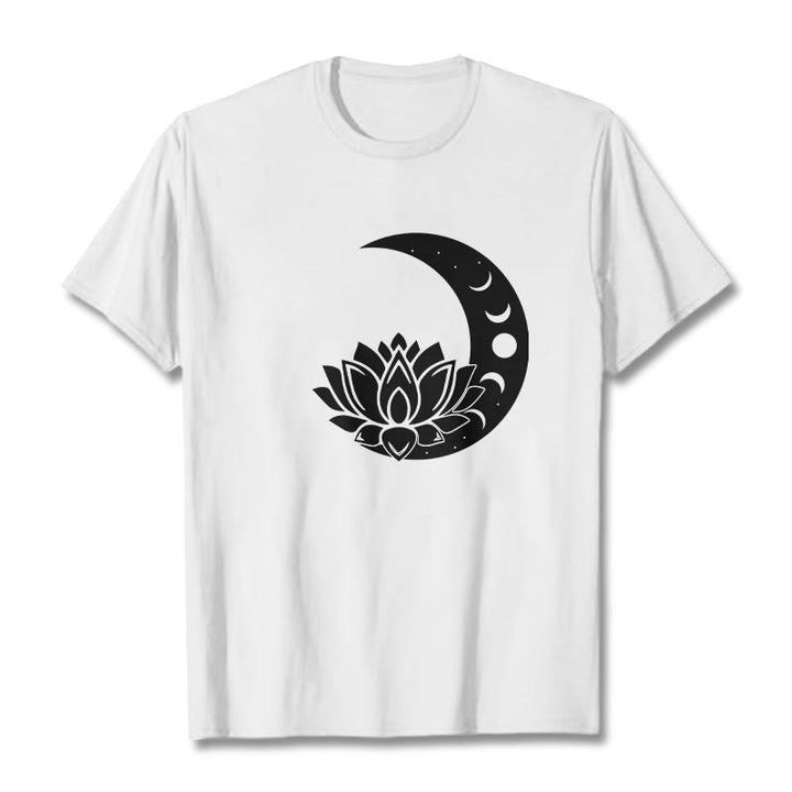 Koszulka z Buddha Stones Półksiężyc Kwiat Lotosu Słońce - Biały - 2XL - image 0