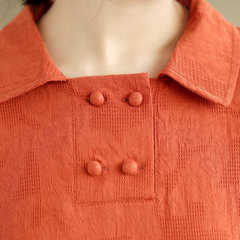 Sukienka midi z krótkim rękawem i kieszeniami, wykonana z gładkiej żakardowej bawełny i lnu, z motywem Buddha Stones - image 16