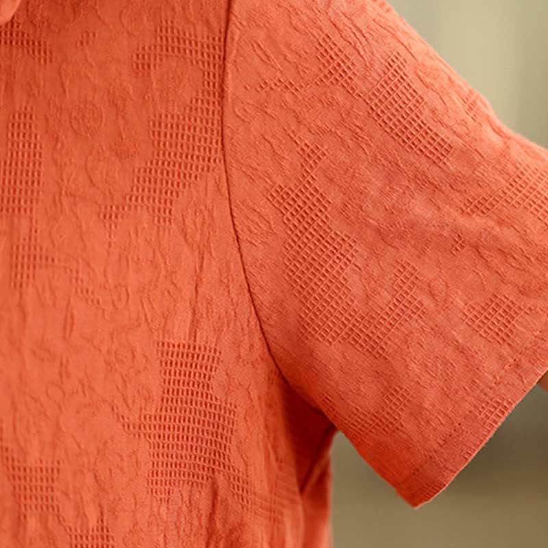 Sukienka midi z krótkim rękawem i kieszeniami, wykonana z gładkiej żakardowej bawełny i lnu, z motywem Buddha Stones - image 18