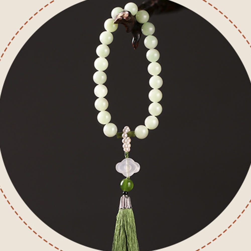 Buddha Stones Koraliki Jadeitowe Perły Frędzle Dobrobytu Mala Nadgarstek