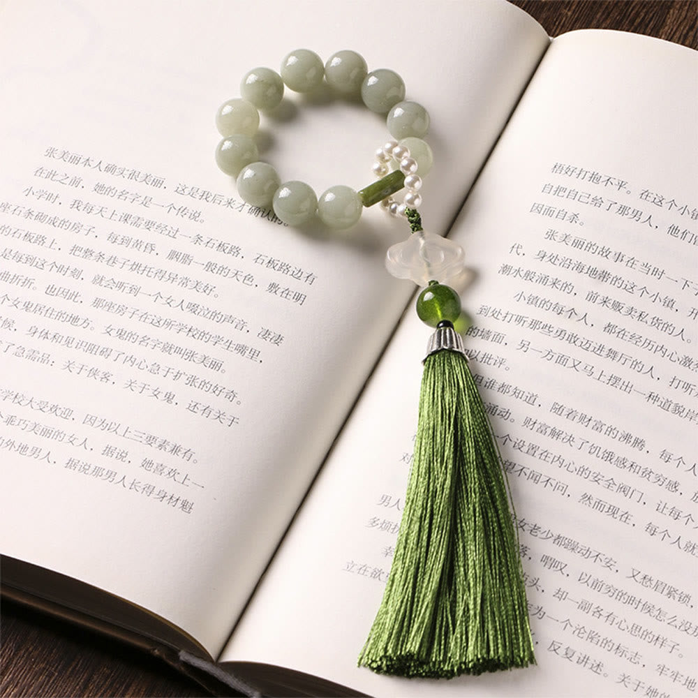 Buddha Stones Koraliki Jadeitowe Perły Frędzle Dobrobytu Mala Nadgarstek