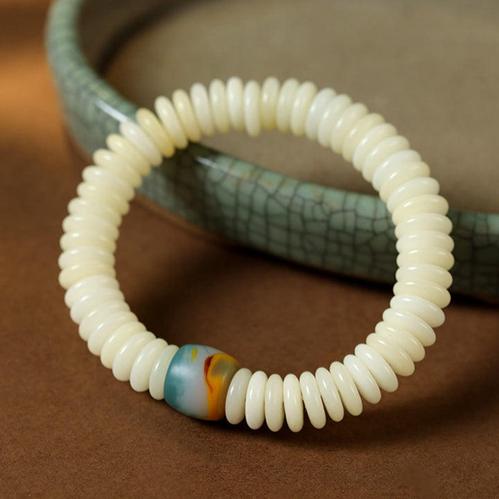 Buddha Stones Naturalne Białe Nasiona Kamienia Bodhi Mądrość Tassel Bransoletka Mala Na Nadgarstek