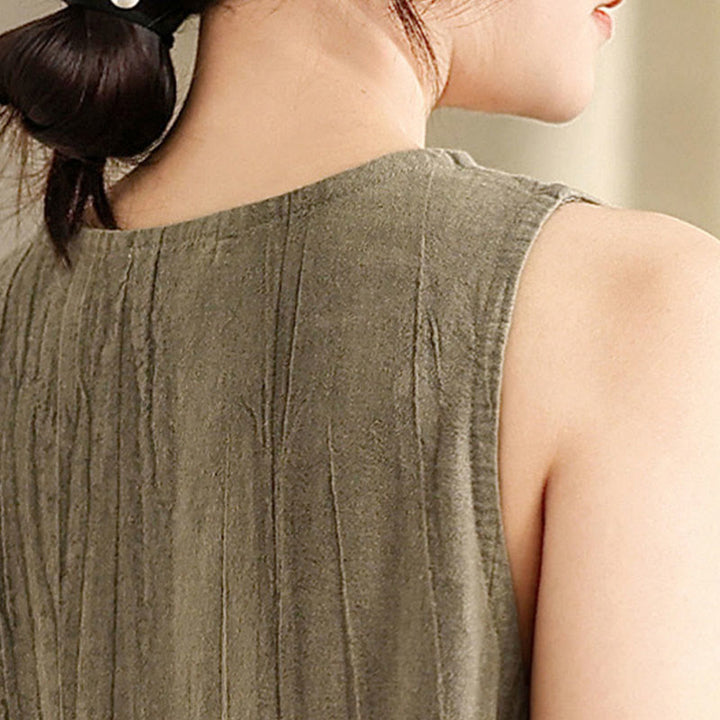 Sukienka midi z ramii z chińskiej żaby, barwiona metodą tie-dye z Buddha Stones i kieszeniami - image 15