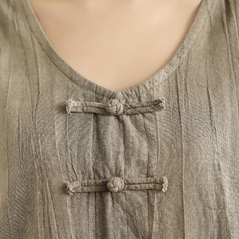 Sukienka midi z ramii z chińskiej żaby, barwiona metodą tie-dye z Buddha Stones i kieszeniami - image 14