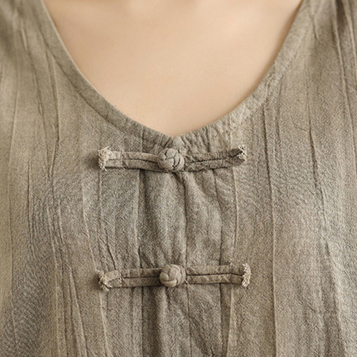 Sukienka midi z ramii z chińskiej żaby, barwiona metodą tie-dye z Buddha Stones i kieszeniami - image 14