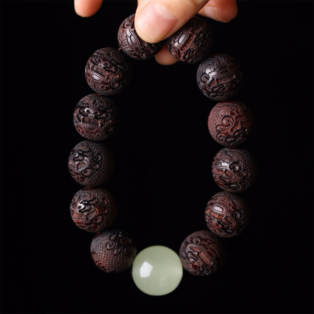 Bransoletka z grawerunkiem z palisandru tybetańskiego PiXiu Warmth Buddha Stones - Palisander 20 mm (obwód nadgarstka 15-17 cm) - image 0