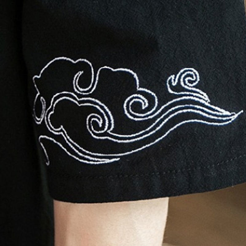 Męska kurtka z bawełny i lnu z haftowanymi Buddha Stones , z otwartym przodem i rękawami trzy czwarte, kimono - image 16