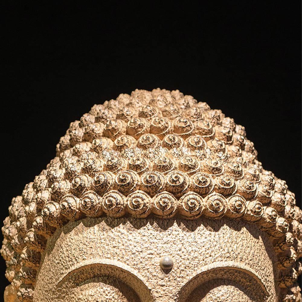Buddha Stones Zamknięte Oczy Medytująca Głowa Buddy Żywica Statua Zen Dekoracja Domu 42*30*30cm - image 8