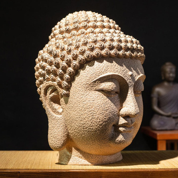 Buddha Stones Zamknięte Oczy Medytująca Głowa Buddy Żywica Statua Zen Dekoracja Domu 42*30*30cm - Budda 42*30*30cm - image 0
