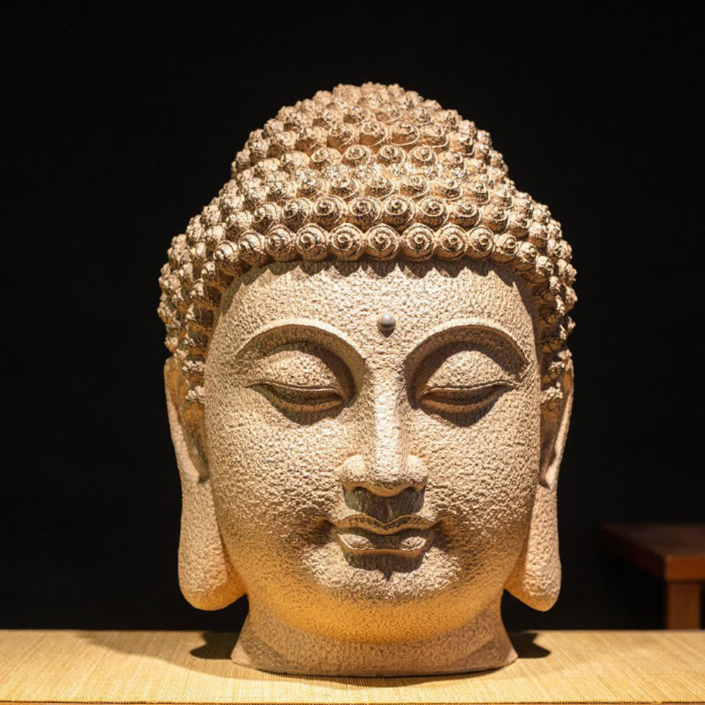 Buddha Stones Zamknięte Oczy Medytująca Głowa Buddy Żywica Statua Zen Dekoracja Domu 42*30*30cm - image 1
