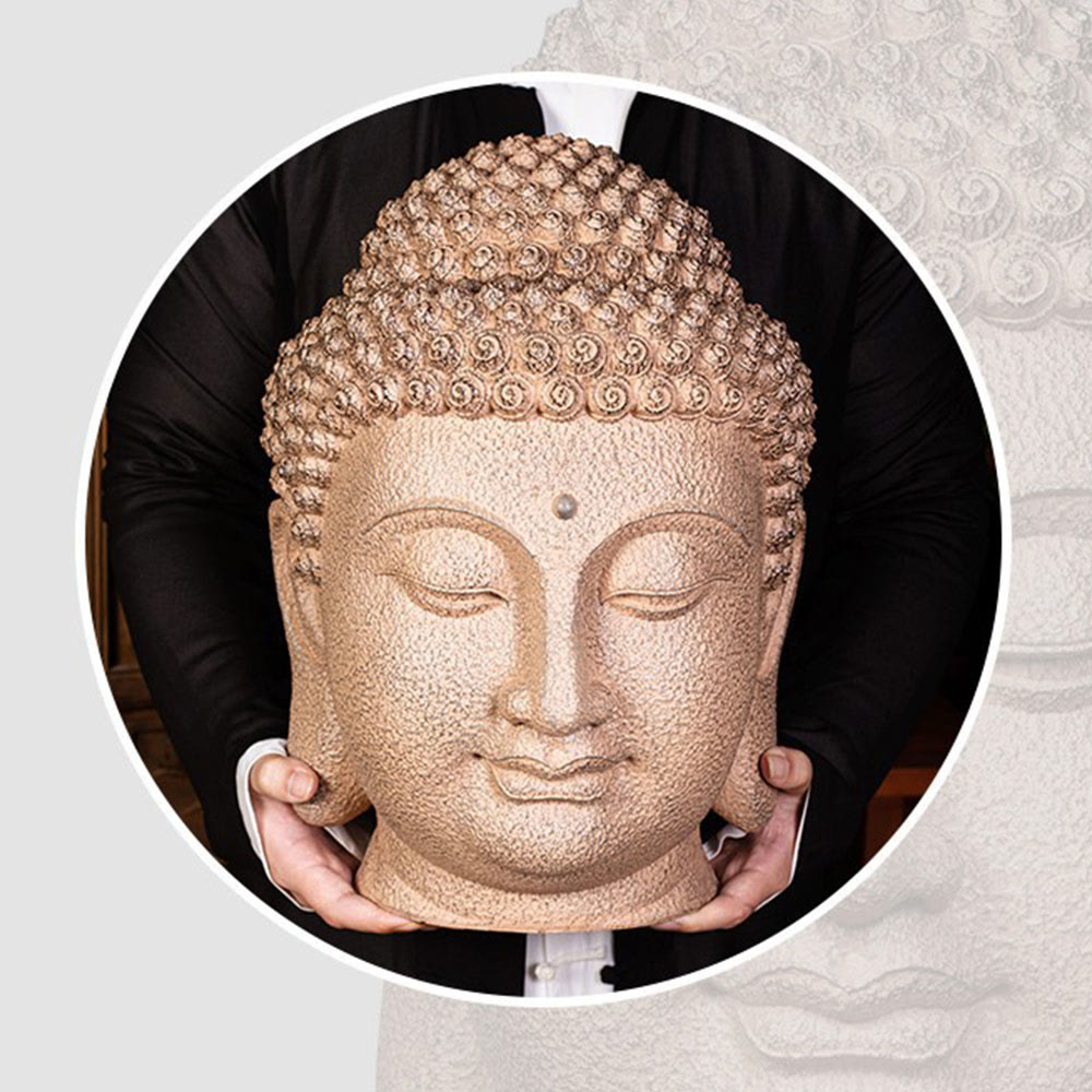 Buddha Stones Zamknięte Oczy Medytująca Głowa Buddy Żywica Statua Zen Dekoracja Domu 42*30*30cm - image 11