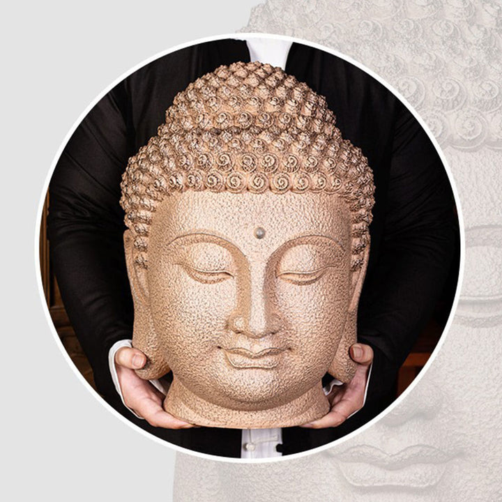 Buddha Stones Zamknięte Oczy Medytująca Głowa Buddy Żywica Statua Zen Dekoracja Domu 42*30*30cm - image 11